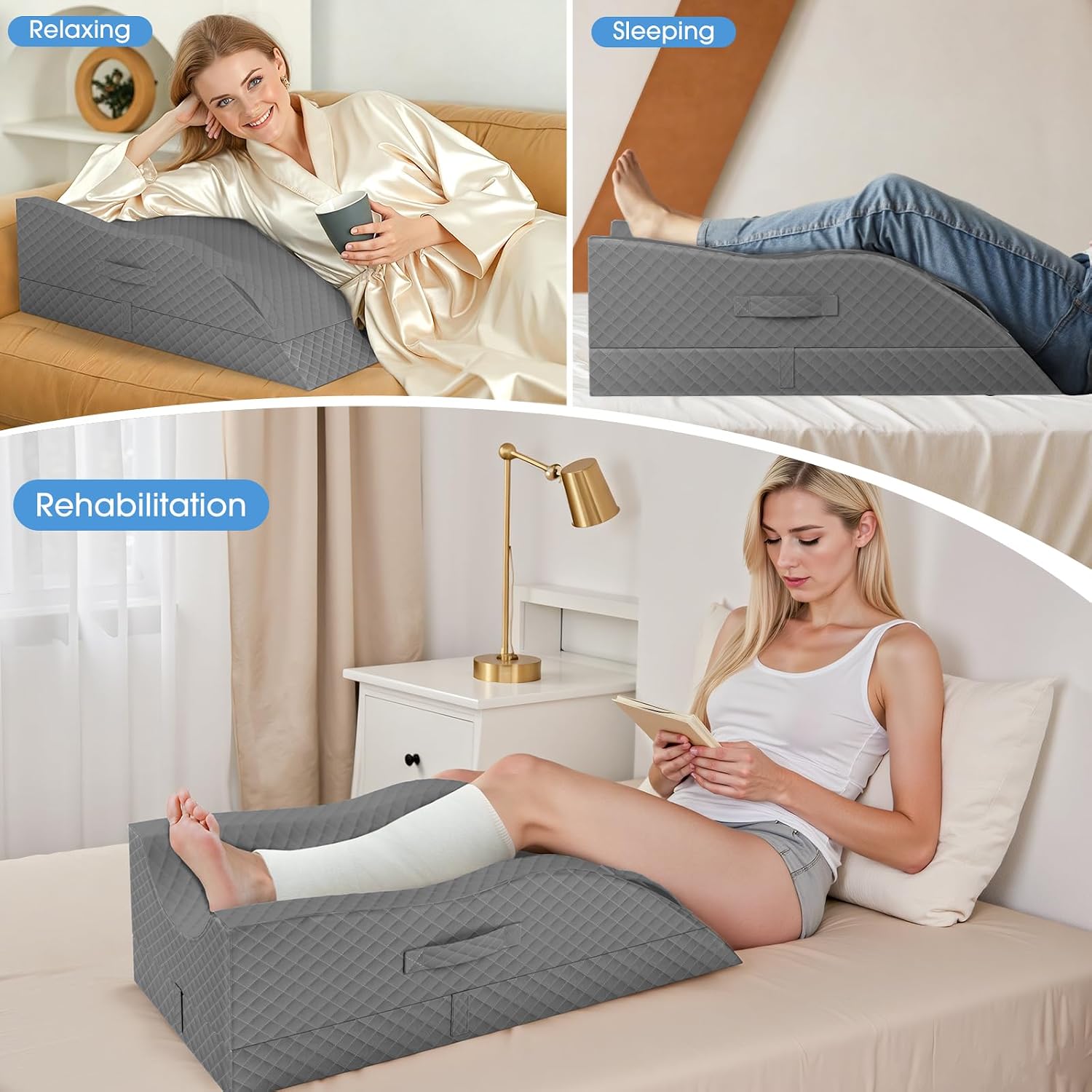 TranquilRelax TranquilRelax Elevation Pillows for Leg After Surgery, Memory Foam Adjustable Wedge Pillow for Injury or Rest, Ankle P…