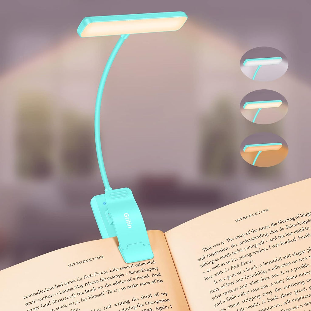 Gritin 19 LED Rechargeable Book Light for Reading in Bed with Memory Function- Eye Caring 3 Color Temperatures, Stepless Dimming…