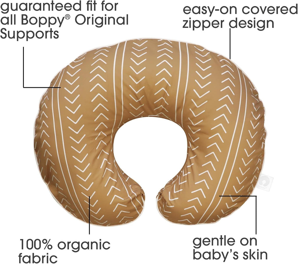 TheBoppyCompany Boppy Nursing Pillow Cover, 100% Organic Cotton, Camel Stitched Stripe, Fits The Original Support Pillow for Breastfeeding…