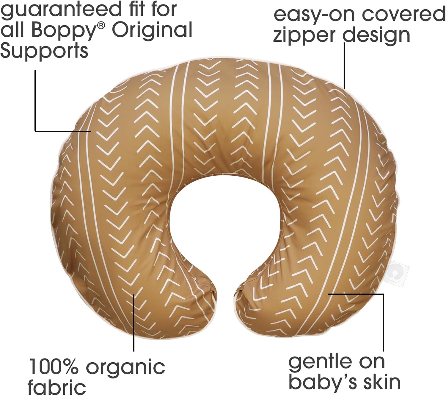TheBoppyCompany Boppy Nursing Pillow Cover, 100% Organic Cotton, Camel Stitched Stripe, Fits The Original Support Pillow for Breastfeeding…
