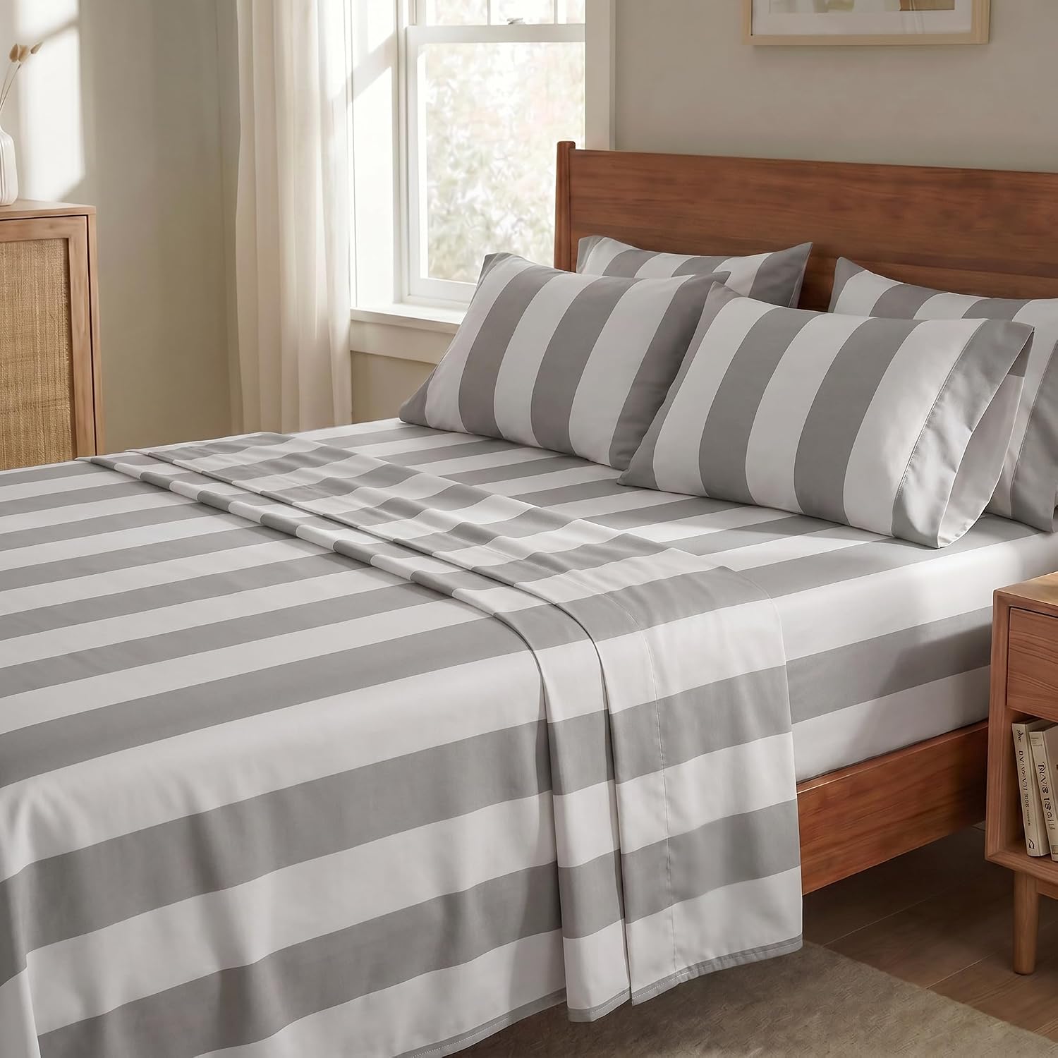 Perupima Peru Pima 415 Thread Count Percal Full Sheet Set - 100% Peruvian Pima Cotton, 4 Piece (Flat, Fitted, 2 Pillowcases) - Cooling, Cri…