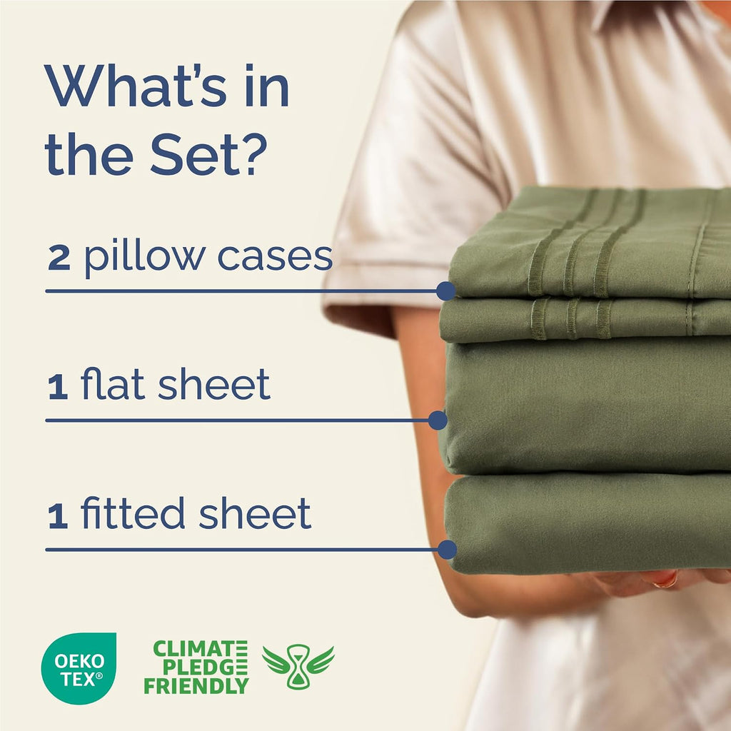 Full Size 4 Piece Sheet Set - Comfy Breathable & Cooling Sheets - Hotel Luxury Bed Sheets for Women and Men - Deep Pockets, Easy-Fit…