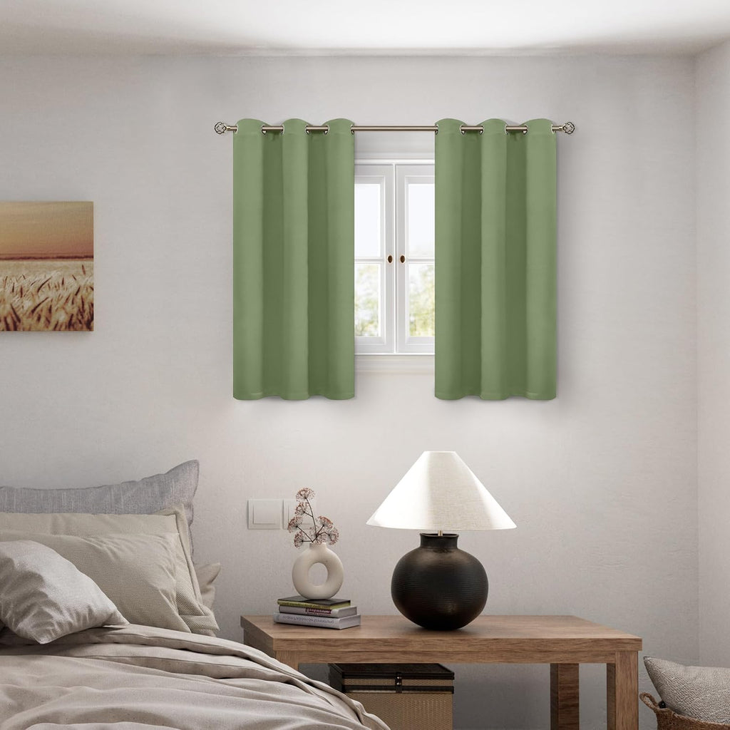 BGment Short 100% Blackout Curtains for Bedroom, Thermal Insulated Energy Efficiency Noise Reducing Grommet Curtains 54 Inch Length with Li…