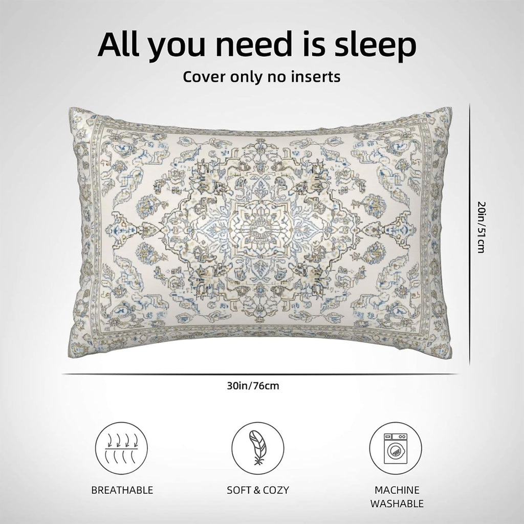 Imitation Silk Pillowcase for Hair and Skin Abstract Beige Carpet 1 Pack Satin Queen Pillowcase with Hidden Zipper Cooling Pillow Cover…