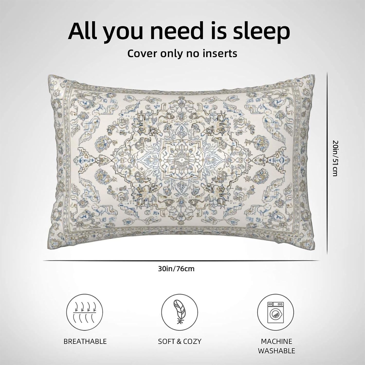 Imitation Silk Pillowcase for Hair and Skin Abstract Beige Carpet 1 Pack Satin Queen Pillowcase with Hidden Zipper Cooling Pillow Cover…