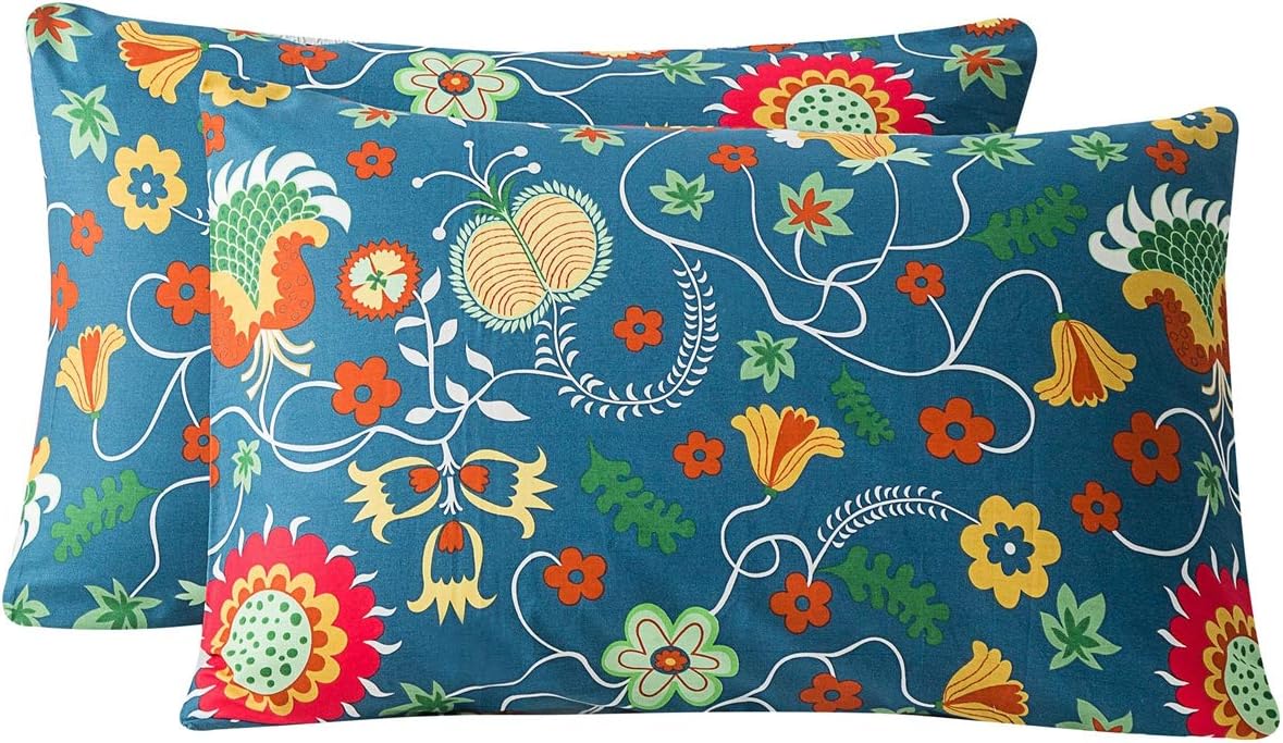 Susybao 100% Cotton Pillowcases Queen Size Set of 2 Sunflower Bed Pillow Covers Envelope Closure End Cactus Pillow Encasement Quality Soft…