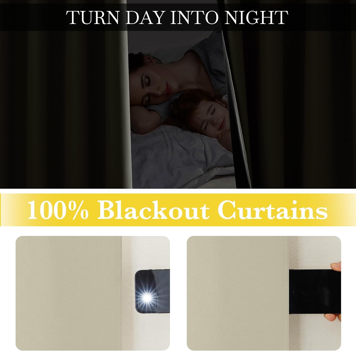 Nicetown 100% Blackout Curtains 96 inches Long, Grommet Lightweight Easy to Install Portable Blackout Curtains Energy Saving Shades for Liv…