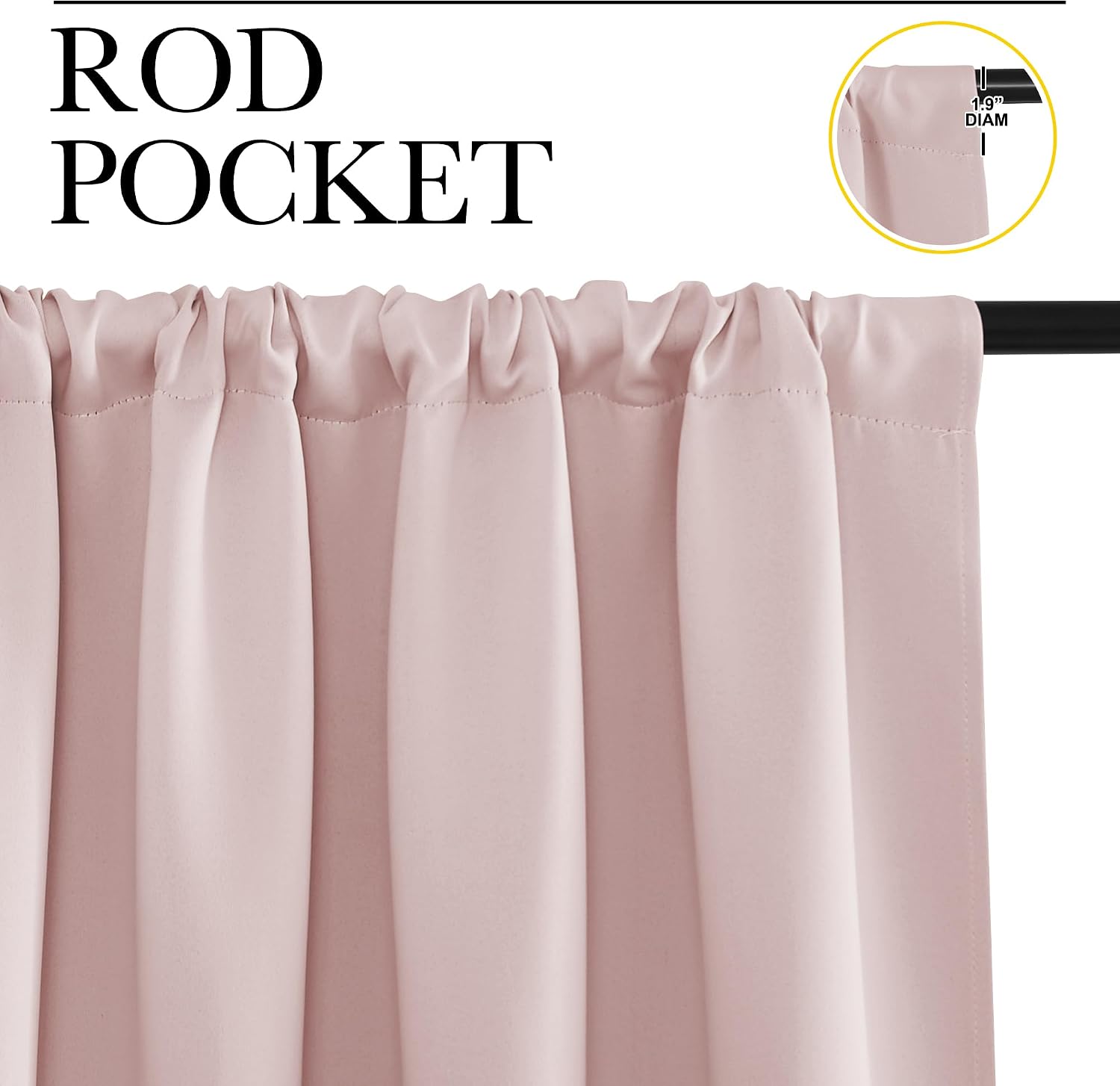 Nicetown Blackout Curtains for Living Room, Blush Pink, 2 Panels, 42 by 63, Darkening Window Curtain Panels, easy maintenance Solid…