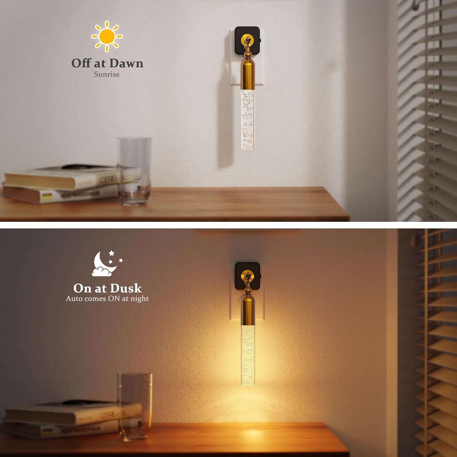 JandCase Night Lights Plug into Wall, 3000K Soft Light LED NightLights, 0-100LM Adjustable Brightness, Bubble Plug in Night Light with…
