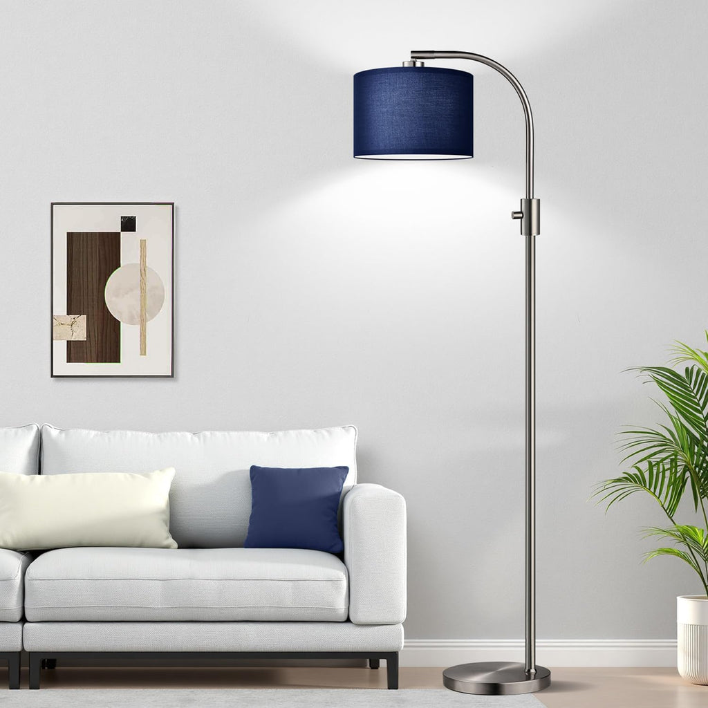 Nintiue Upgraded Modern Arc Dimmable Tall Standing Floor Lamp with Blue Shade, 1200 Lumens LED Bulb Included, for Living & Reading Room…