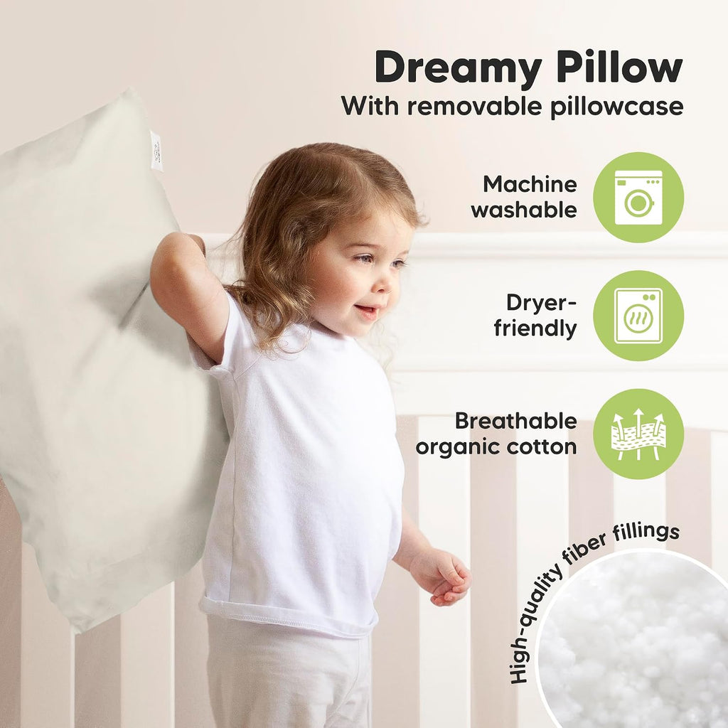 KeaBabies Toddler Pillow with Pillowcase, Jumbo 14X20 - Soft Organic Cotton Toddler Pillows for Sleeping - Machine Washable - Perfect for…