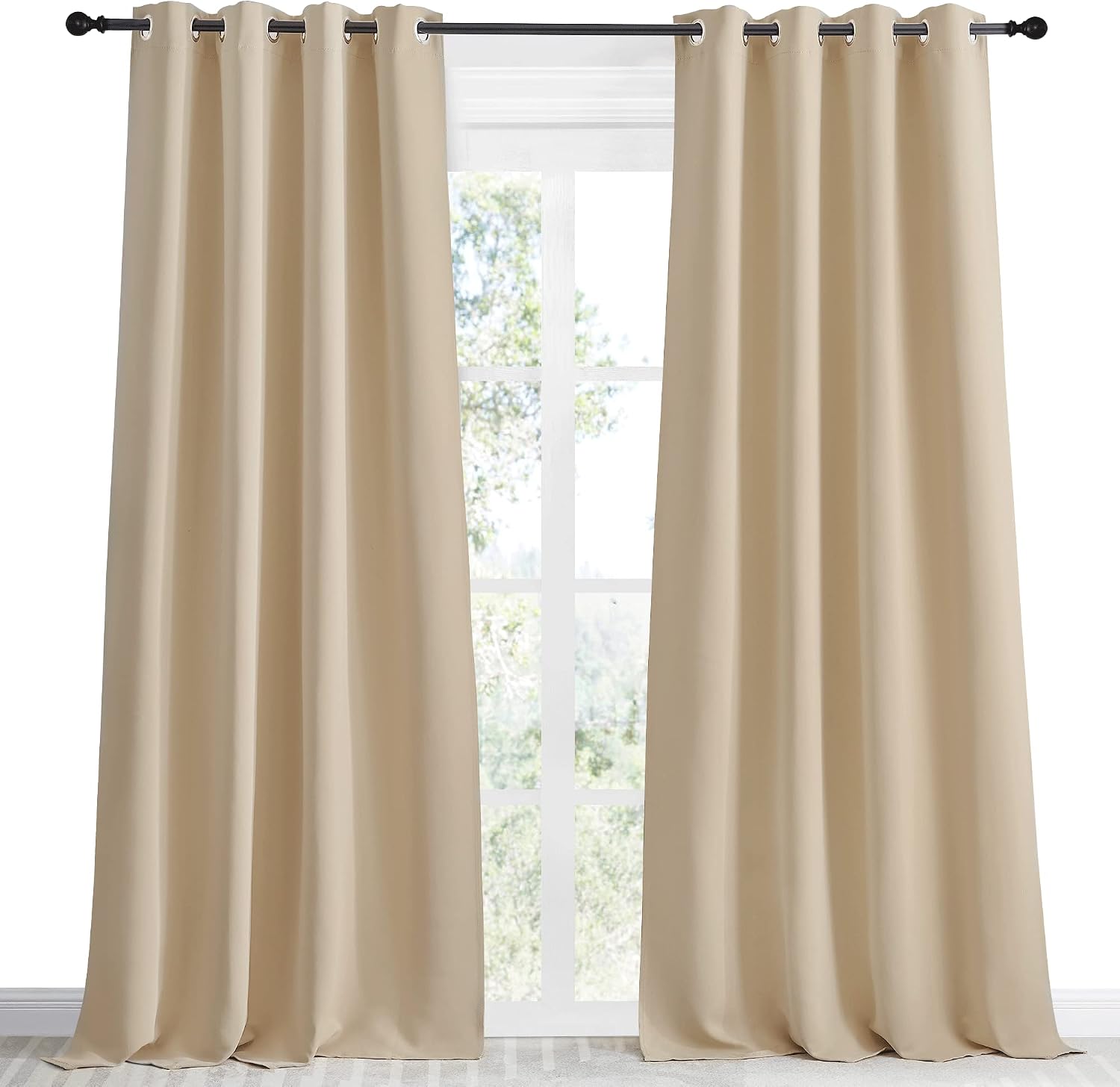 NICETOWN Room Darkening Biscotti Beige Curtain, 55x90 inches, 1 Piece, Modern Design Light Reducing & Privacy Protection Short Window…