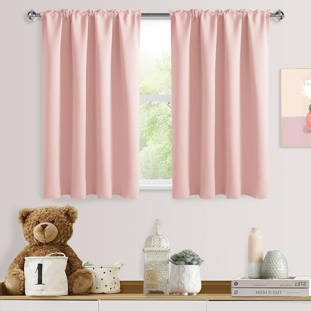 DWCN Blackout Curtains for Living Room Thermal Insulated, Energy Saving & Noise Reducing Bedroom Curtains, Blush Pink, W 52x L 36 Inch…