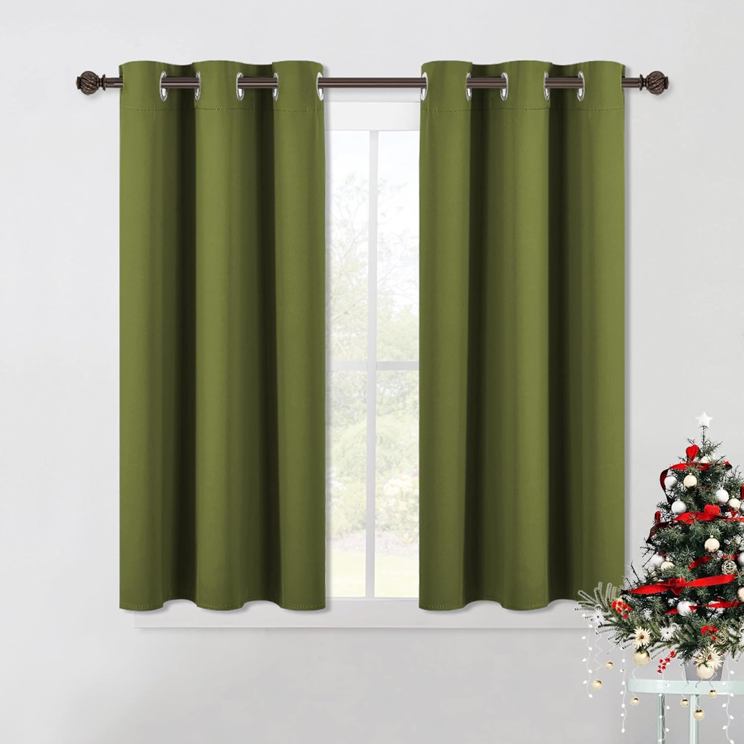NICETOWN Bedroom Curtain Panels Blackout Draperies, Thermal Insulated Solid Grommet Blackout Drapes for Christmas Decoration (1 Pair, 42…