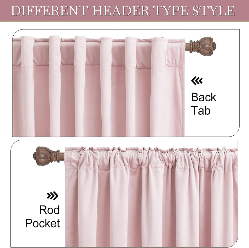 Rybhome RYB HOME Pink Velvet Curtains 84 inches- Blackout Curtains for Living Room, Thermal Insulated Noise Reducing Panels Soft Luxury Win…