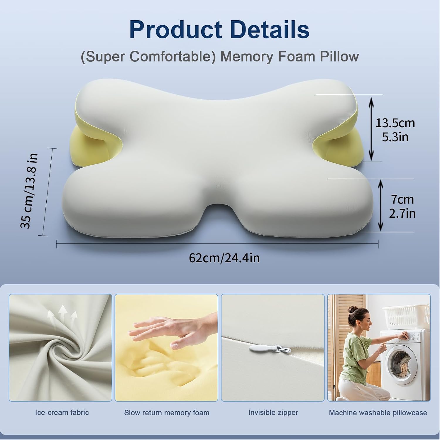 MocaDng Memory Foam Cervical Pillow for Neck Ergonomic Pillow High Loft Heavy Density Memory Foam Pillows for Side Sleepers Broad Shoulders…
