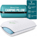 Vaverto Small Memory Foam Bed Pillow for Camping - Compressible Medium Firm, Breathable Cover, Machine Washable, Ideal Backpacking