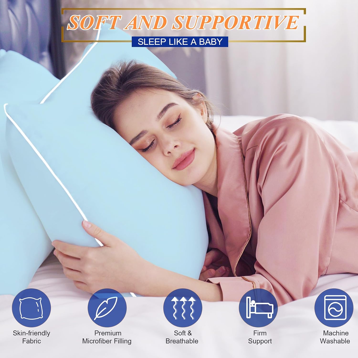 MZOIMZO Bed Pillows for Sleeping- Standard Size, Set of 2, Cooling Hotel Quality with Premium Soft Down Alternative Fill for Back…