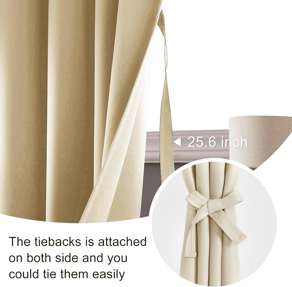 Jiuzhen Blackout Curtains for Bedroom– Thermal Insulated, Noise Reducing Room Darkening Privacy Drapes for Living Room, Set of 2 Panels with…