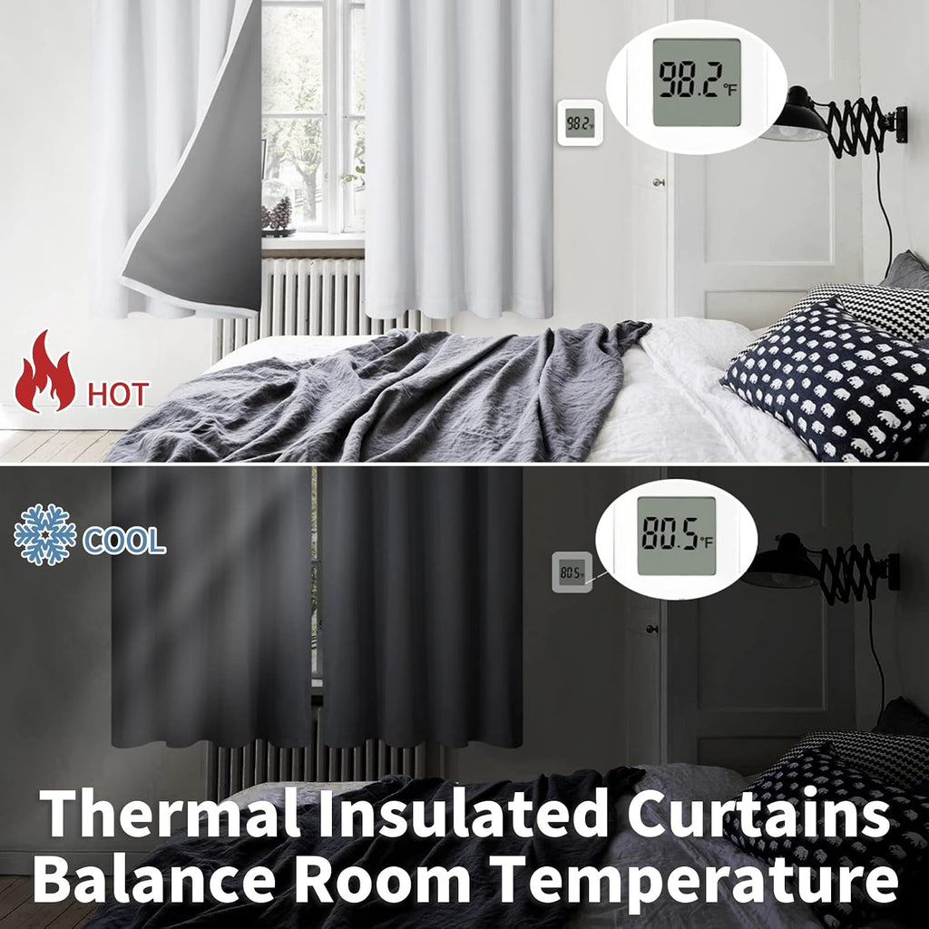 BGment Thermal Insulated 100% Blackout Curtains for Bedroom with Black Liner, Double Layer Full Room Darkening Noise Reducing Rod Pocket Cu…
