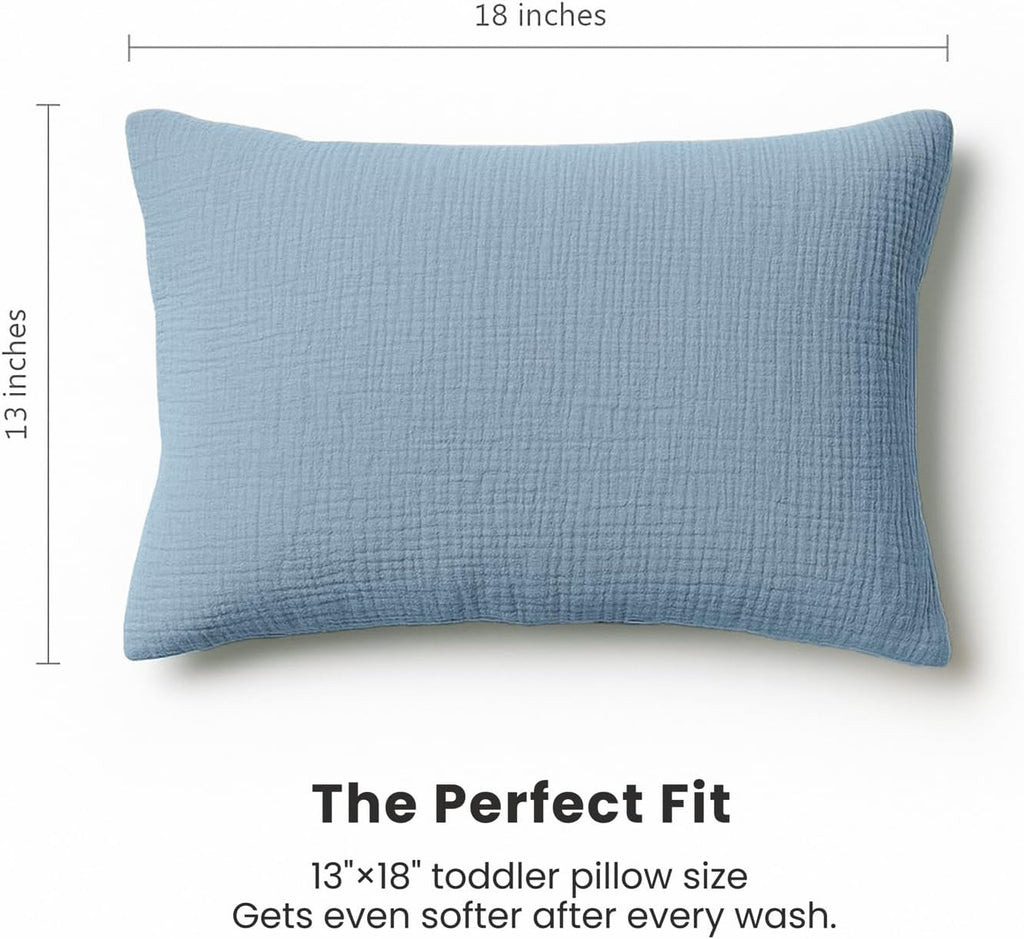 Konssy Muslin Toddler Pillowcase 13"x18", 2 Pack 100% Cotton Toddler Pillow Case for Kids, Boys, Girls, Soft & Snug Fit Baby Pillow Covers…
