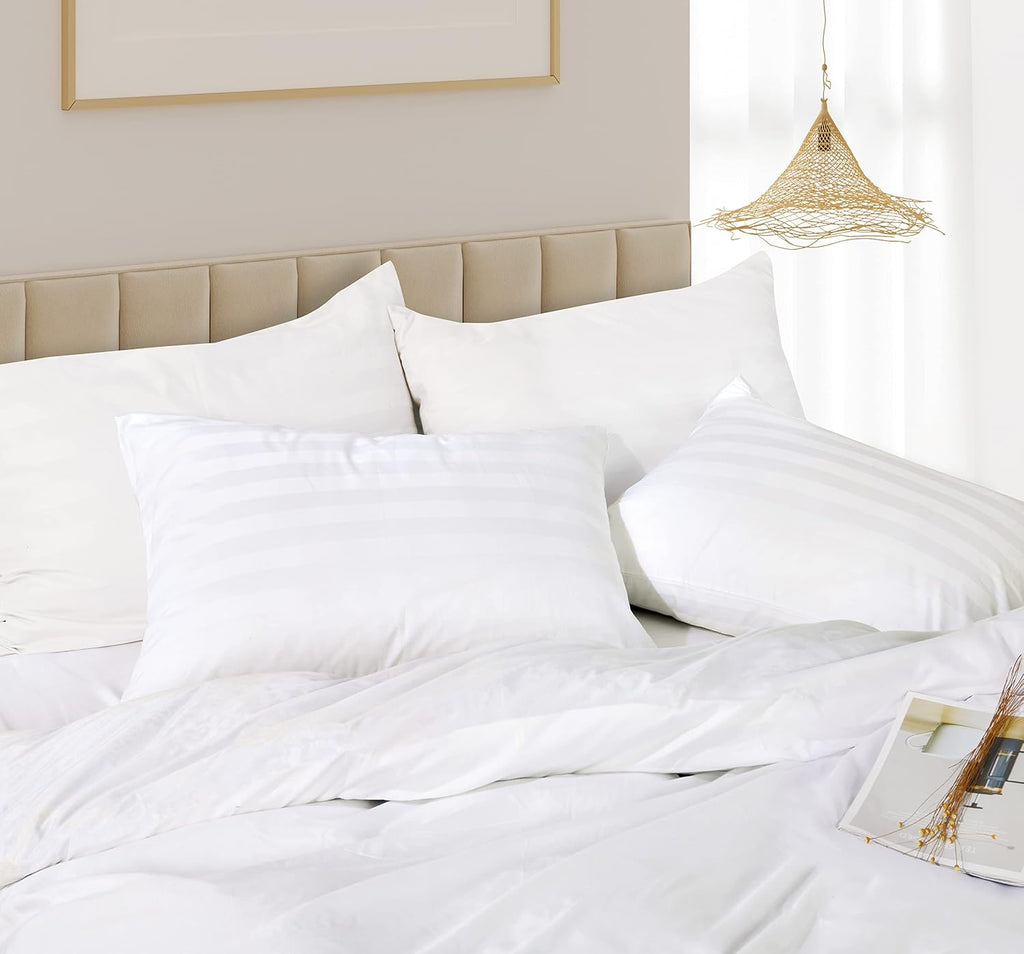 ZaizaiHome Pillow Cases Standard Size, 100% Egyptian Cotton Pillow Protectors with Zipper, 400 Thread Count Sateen Weave White Pillowcases…