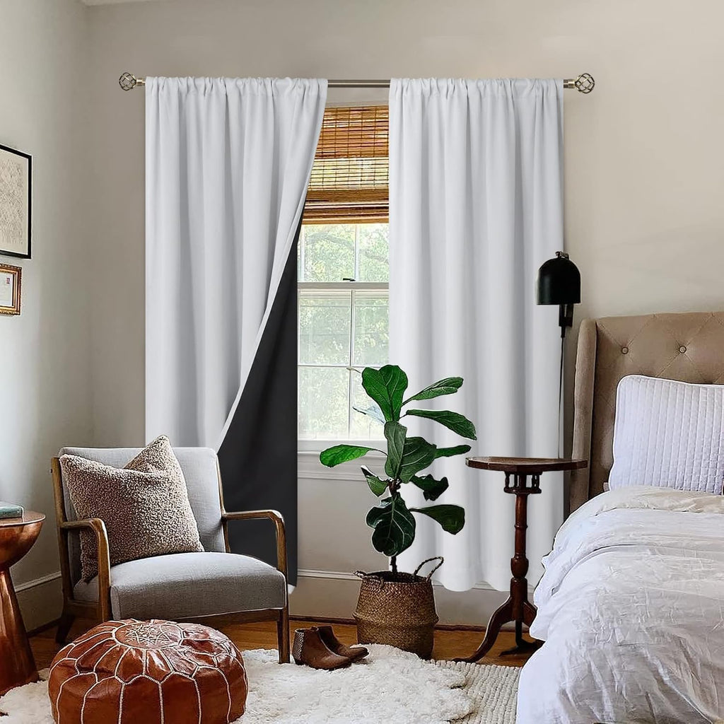 BGment Thermal Insulated 100% Blackout Curtains for Bedroom with Black Liner, Double Layer Full Room Darkening Noise Reducing Rod Pocket…
