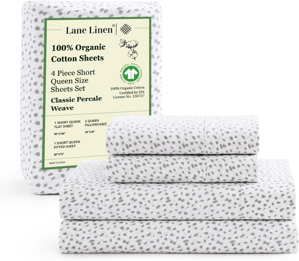 LaneLinen LANE LINEN Sustainably Produced 100% Organic Cotton Queen Sheet Set, Soft & Comfy Fully Elasticized Printed Bedding Sheets & Pill…