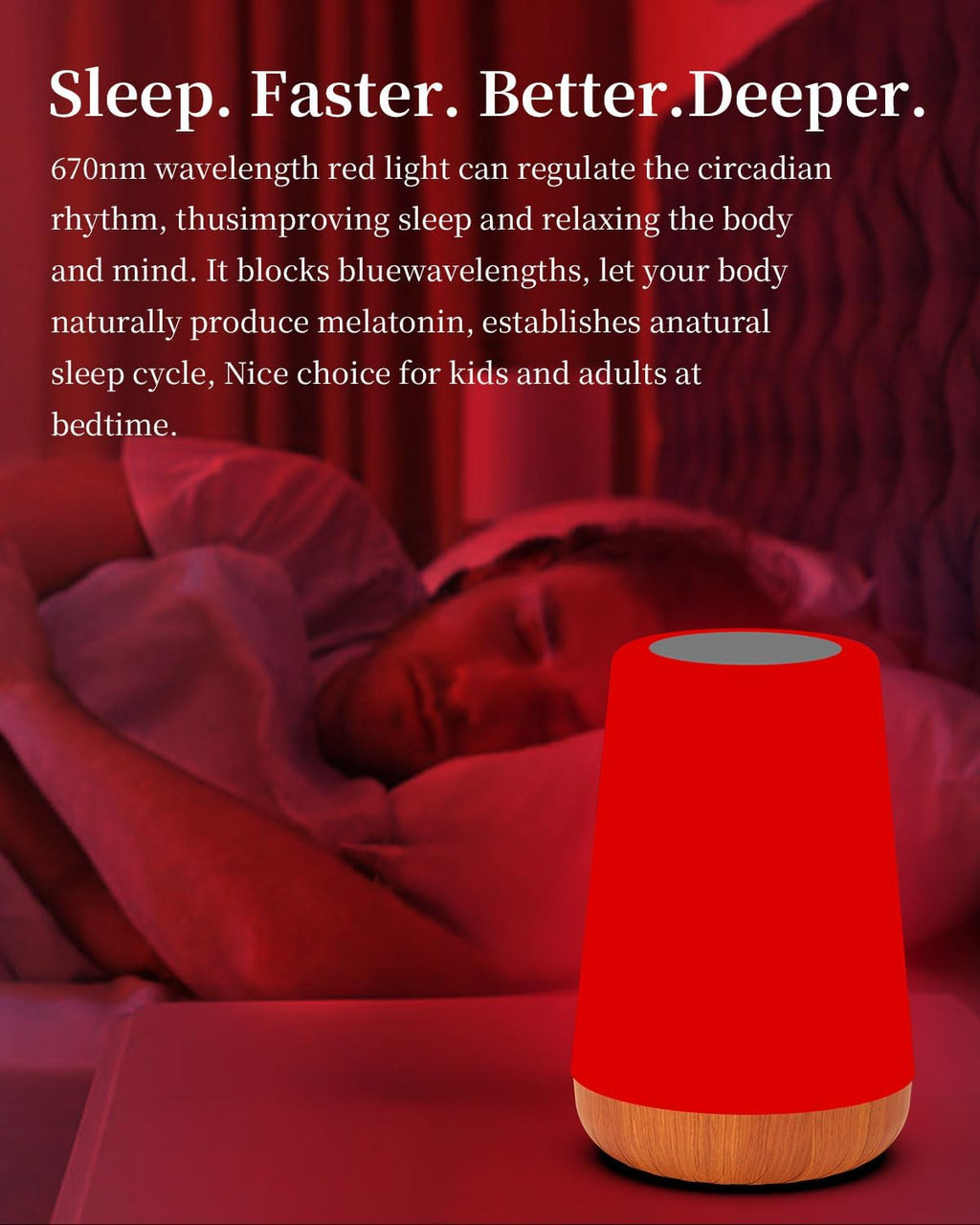 Tlaotniy Red Light for LampBlue Light Blocking Dimmable for Stress Relief Relaxation Travel Meditation and Yoga, 670nm Red Lamp (…