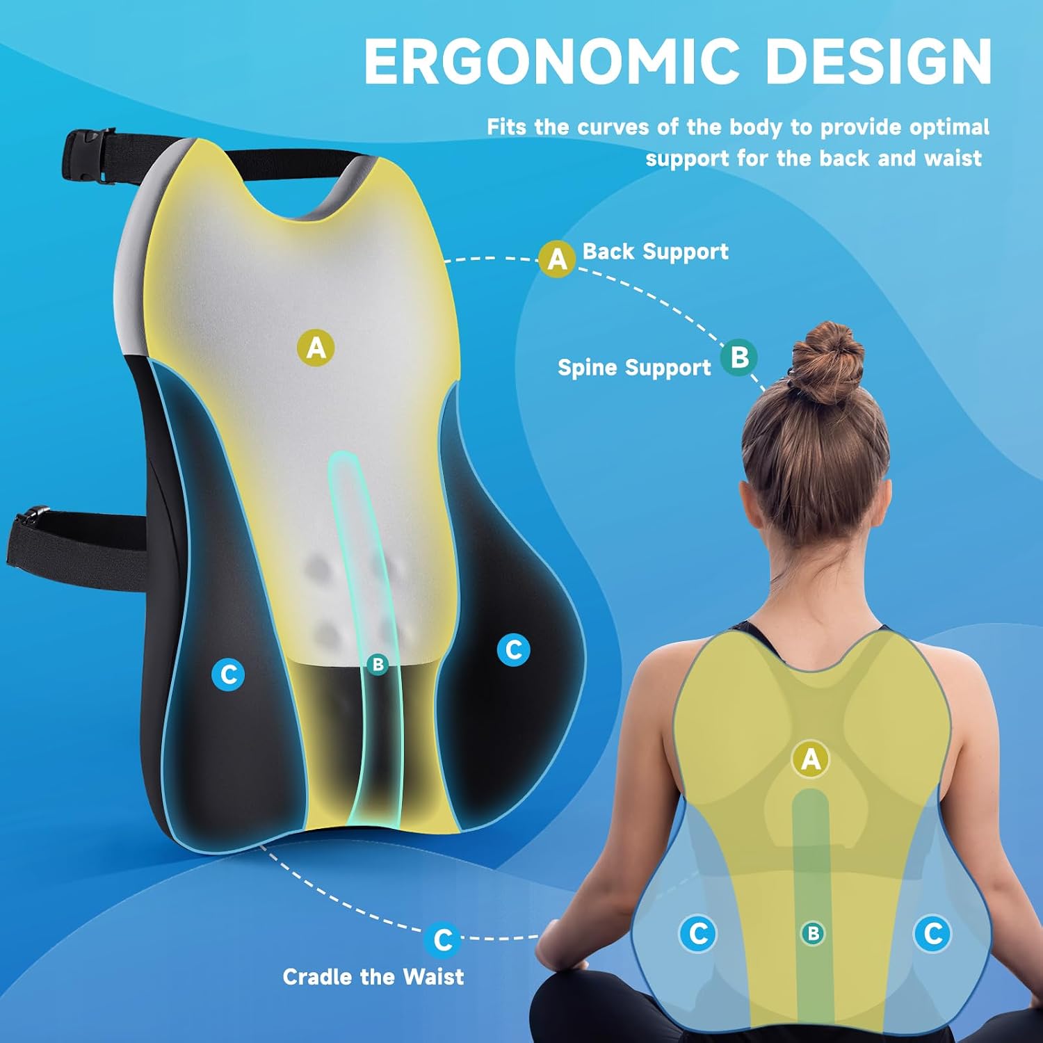 Niceedaybrand Lumbar Support Pillow for Office Chair Car, Gaming Chair Lower Back Memory Foam Cushion with 3D Soft Cover Enhance Your Drivi…