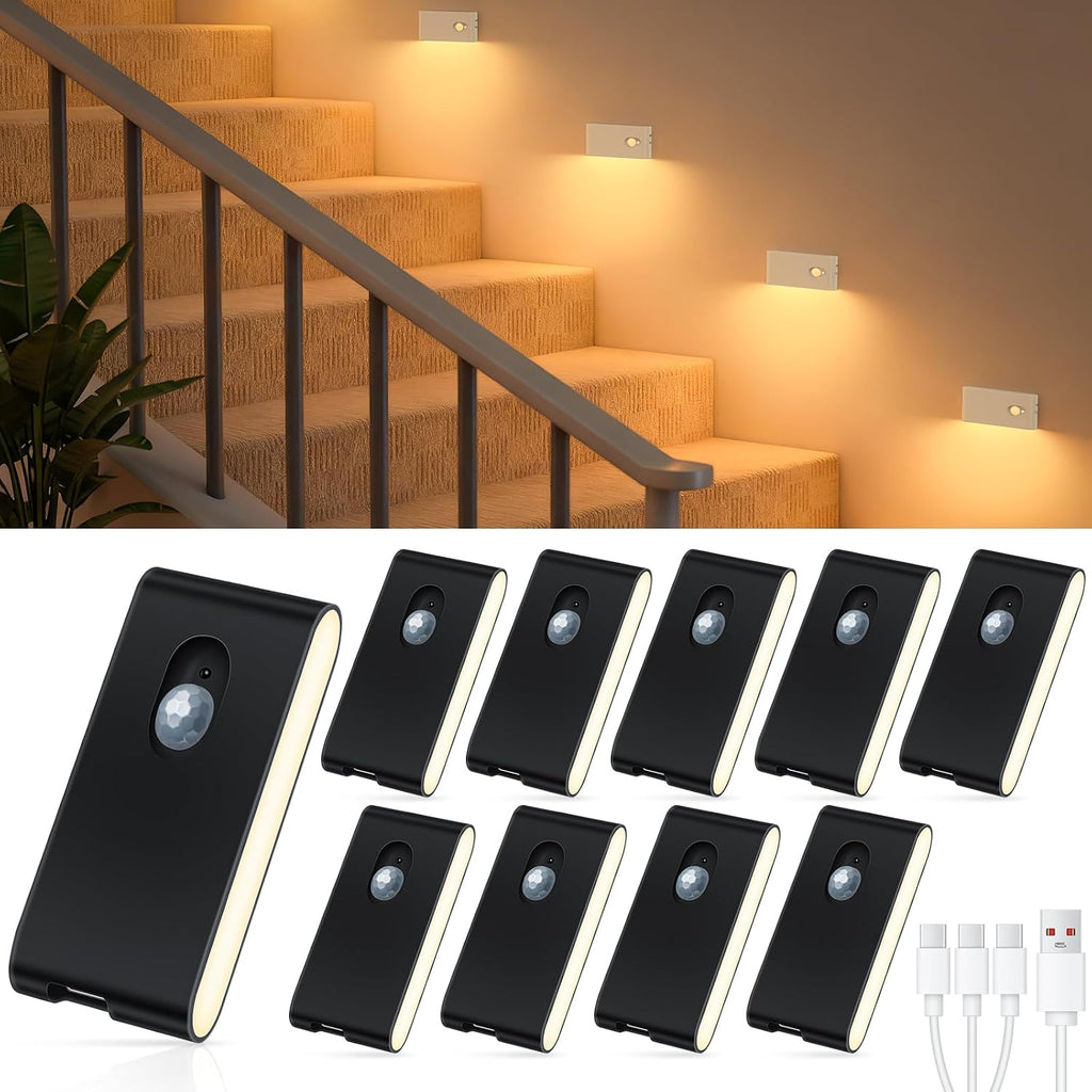 Willed Stair Lights Indoor, Warm White Rechargeable Night Light, Wireless Motion Sensor Light Indoor for Stairs, Hallway, Stairway, Bathroo…