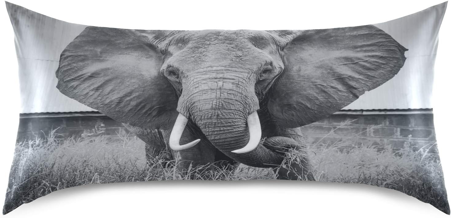 Blueangle Elephant Satin Pillowcase for Hair and Skin Silk Pillowcase, Queen Size(20x30 inches) - Satin Pillow Covers with Envelope Closure