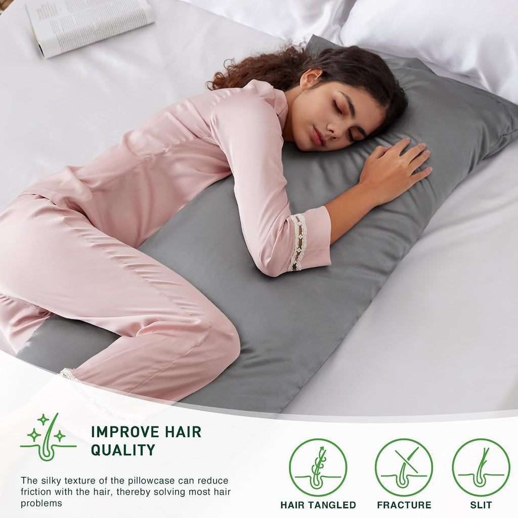 Lovescabin Love's cabin Satin Body Pillowcase 20x54, Cooling Pillow Cover for Hair and Skin, Silky Smooth with Envelope Closure, Similar to…
