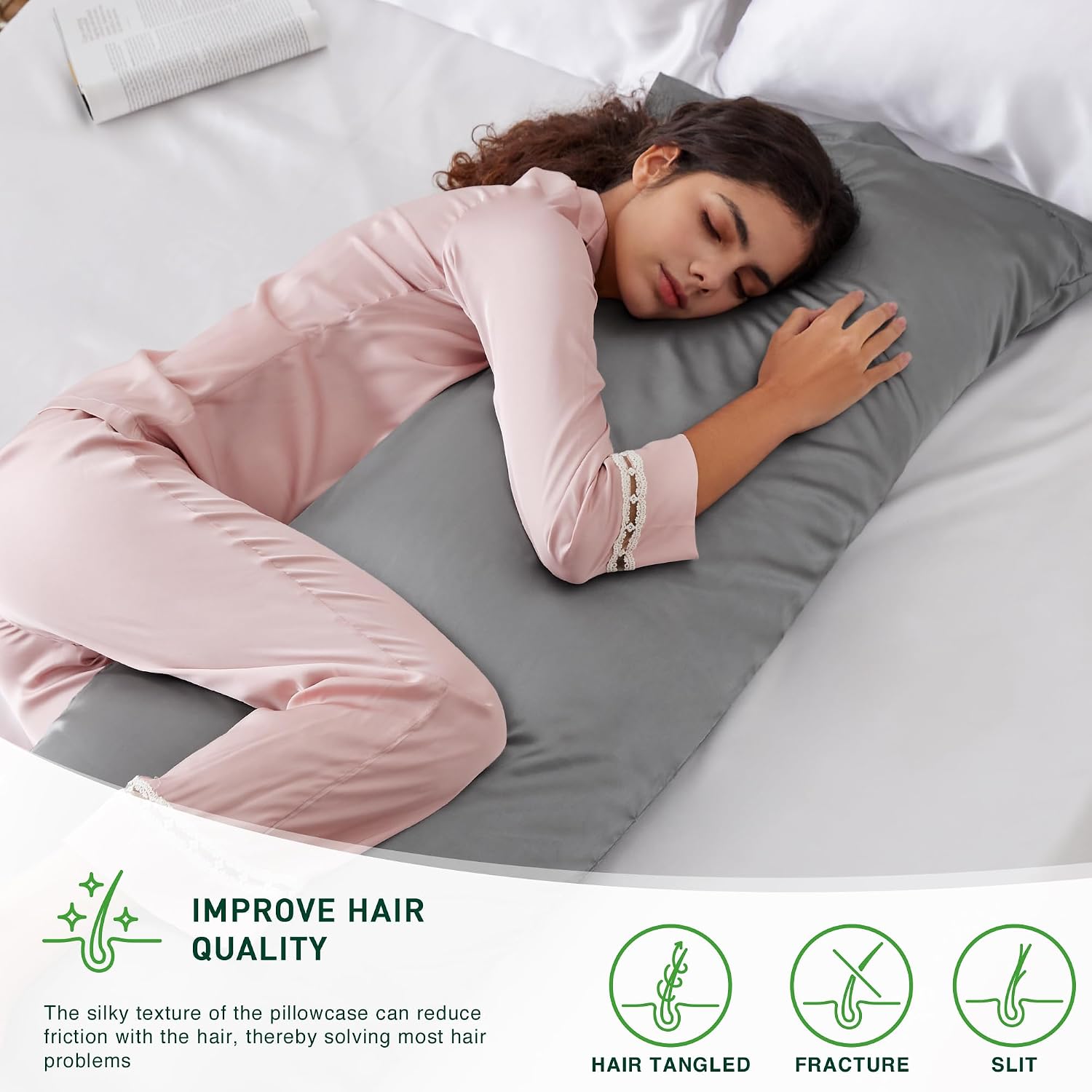 Lovescabin Love's cabin Satin Body Pillowcase 20x54, Cooling Pillow Cover for Hair and Skin, Silky Smooth with Envelope Closure, Similar to…