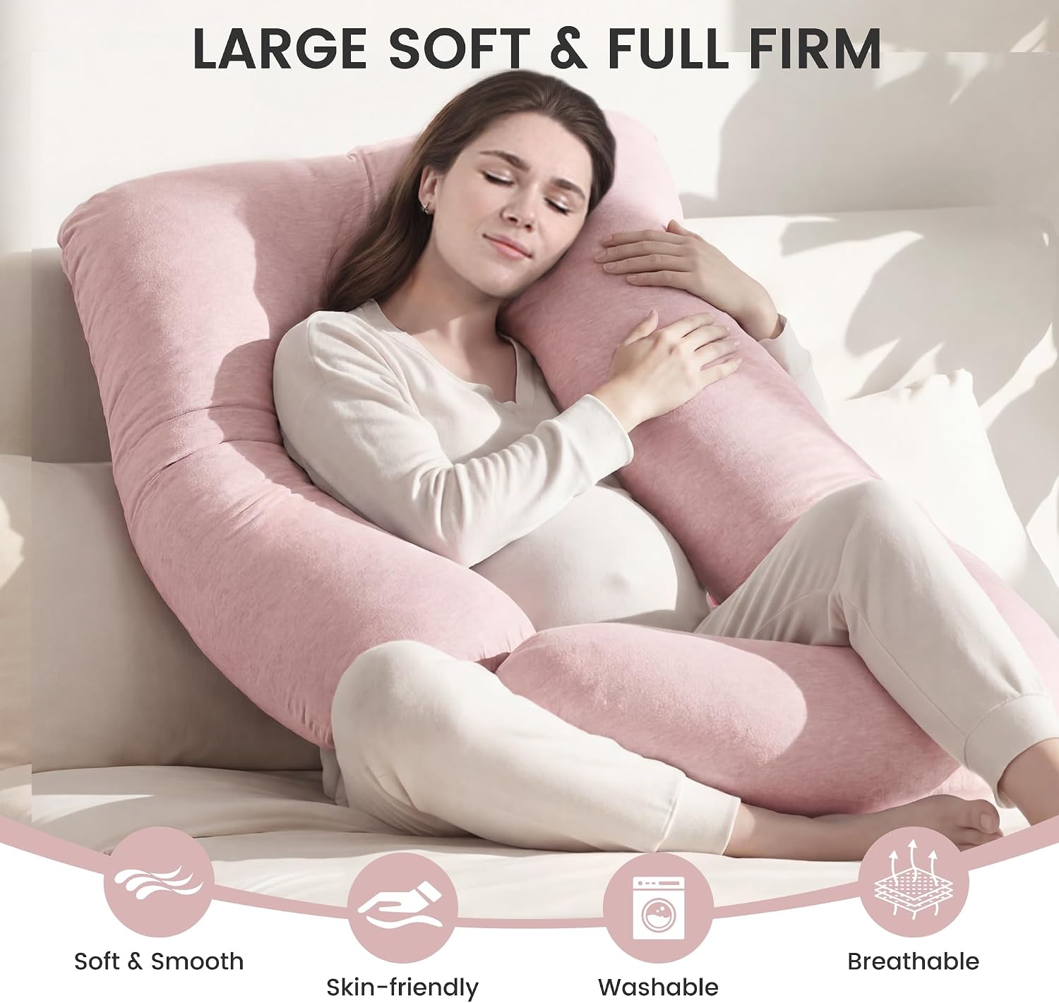 Jcickt Pregnancy Pillow for Sleeping,59 inch Maternity Pillow with Removable Washable Cover, J-Shaped Cooling Full Body Pregnant Pillow…