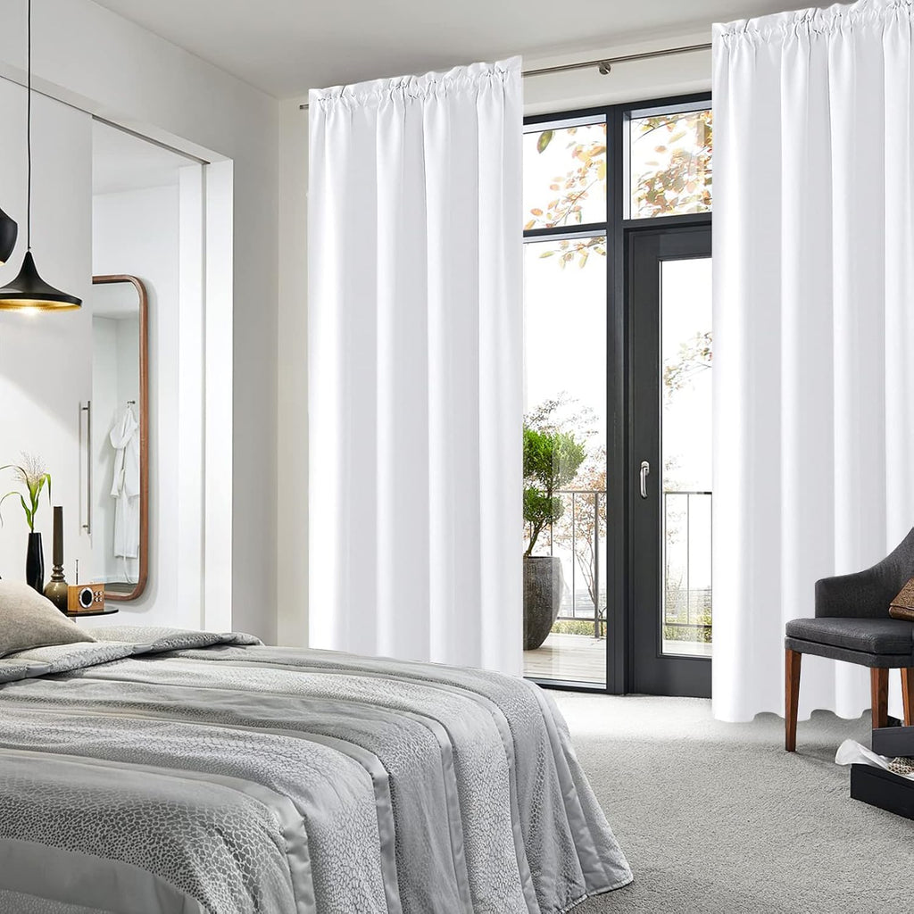 DWCN White Curtains for Living Room Thermal Insulated, 50% Light Blocking Curtains for Bedroom, Dining Room Window, W 52x L 84 Inch, Set…