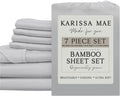 KARISSA MAE 7 Piece Pure Viscose from Bamboo Split King Size Sheet Set | 100% FSC Certified | Luxuriously Soft | Cooling | 18" Deep…