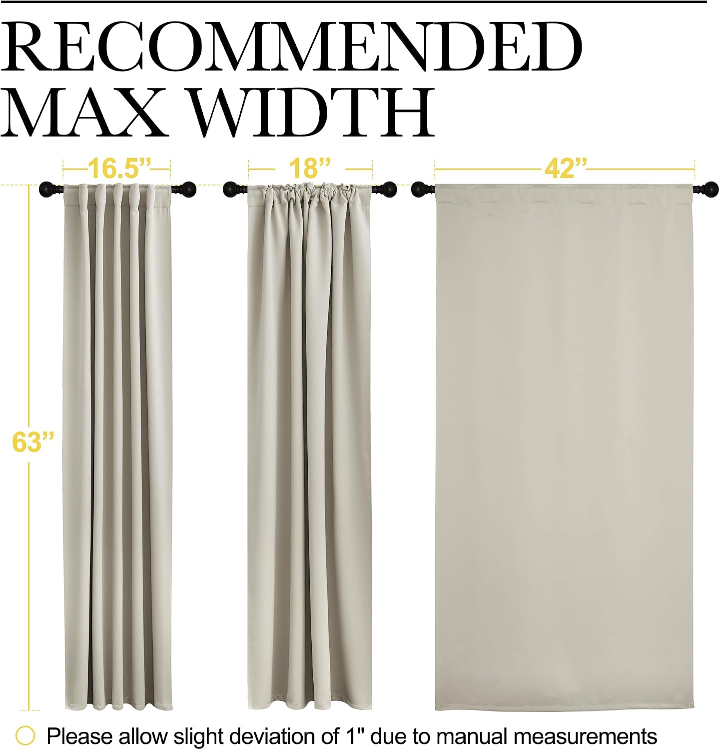 NICETOWN Blackout Curtain Panels for Living Room - (Natural Color) 42x63 Inch, 2 Panels Set, Thermal Insulated Room Darkening Blackout…