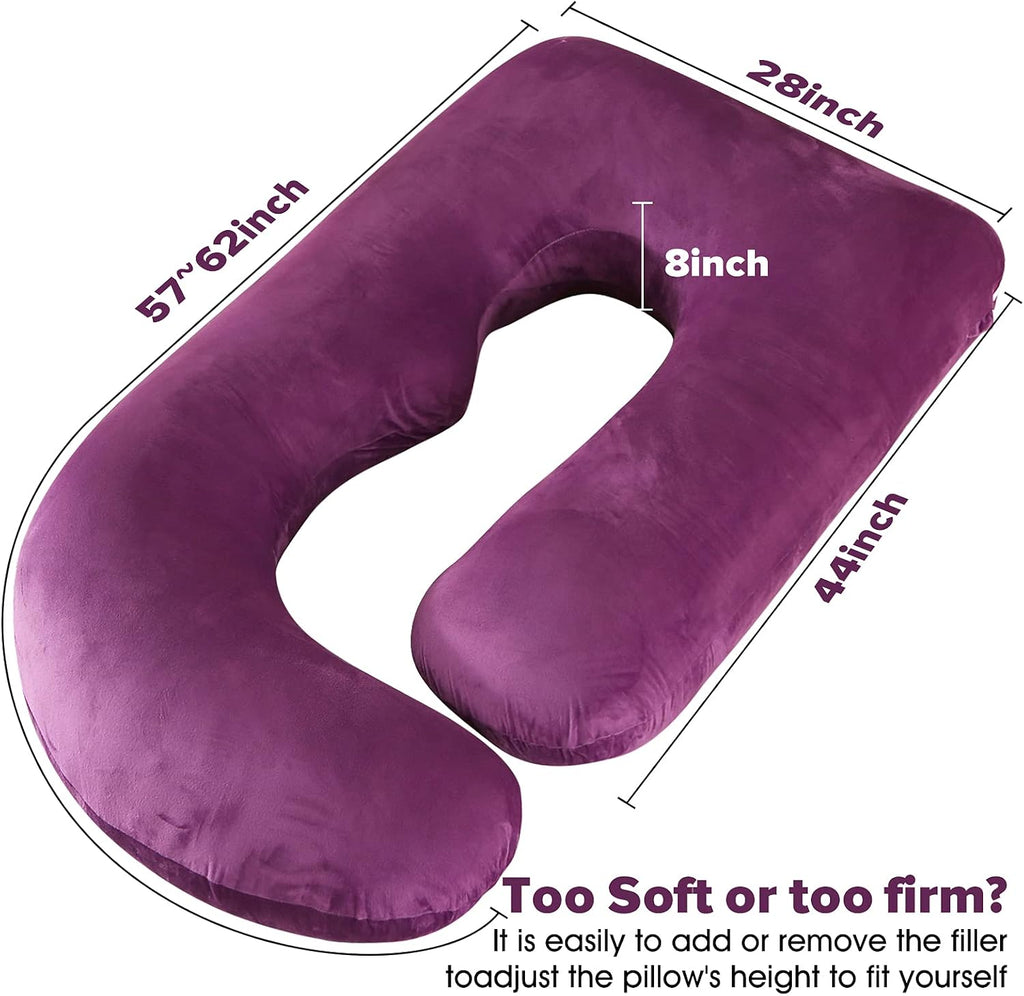 U-Shaped Full Body Pregnancy Pillow for Sleeping – 57" Maternity Pillow with Removable Cover, Support for Back, Legs, Belly & Hips…