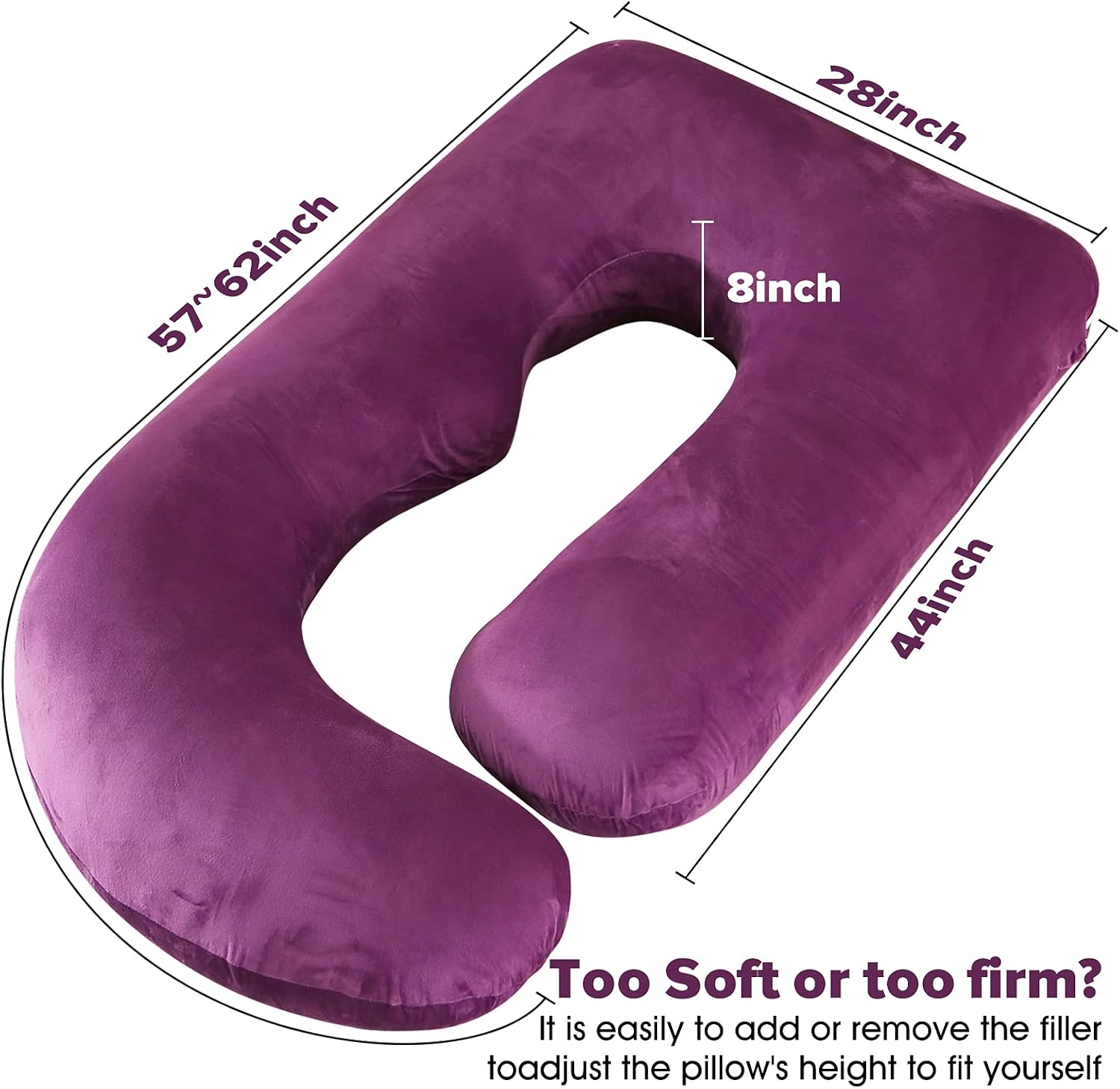 U-Shaped Full Body Pregnancy Pillow for Sleeping – 57" Maternity Pillow with Removable Cover, Support for Back, Legs, Belly & Hips…