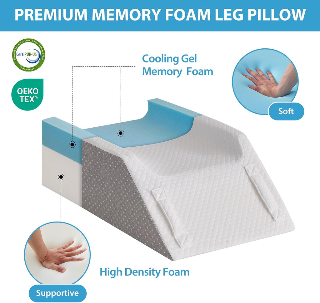 Megcxit Double Leg Elevation Pillows for After Surgery, Memory Foam Leg Elevating Pillow, Leg Pillow Elevation Blood Circulation, Knee Pill…