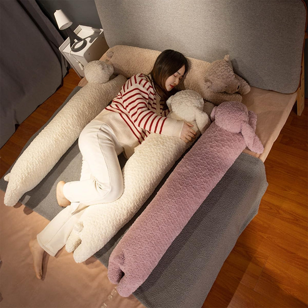 Rabbit Plush Pillow, Rabbit Stuffed Animal, Rabbit Plush Long Body Pillow for Kids Adults (White,35 inch)