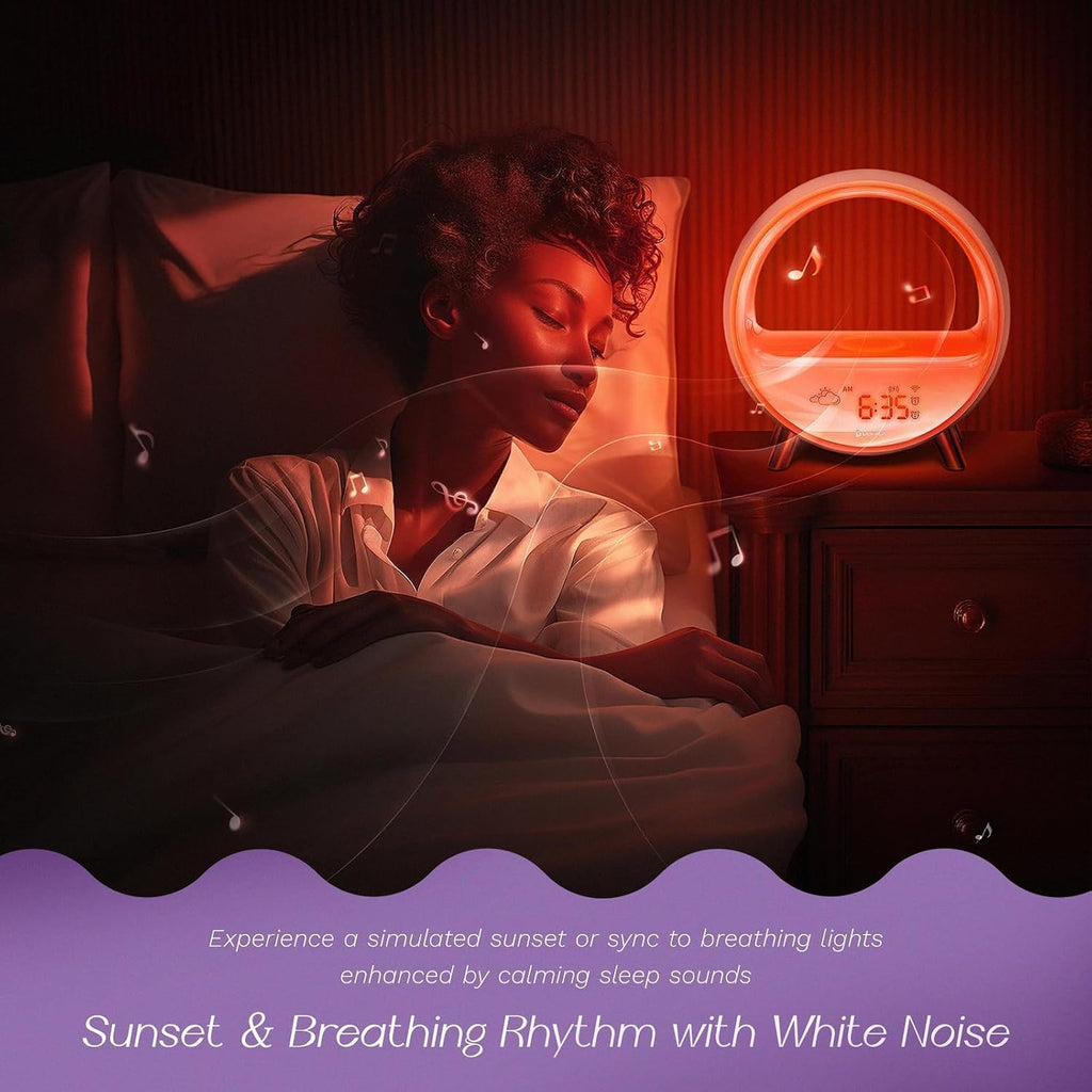 Dekala 5G Arches Gradual Sunrise Alarm Clock Loud Alarm Clock for Heavy Sleepers with Wireless Charging Sunset White Noise Sleep Sound…
