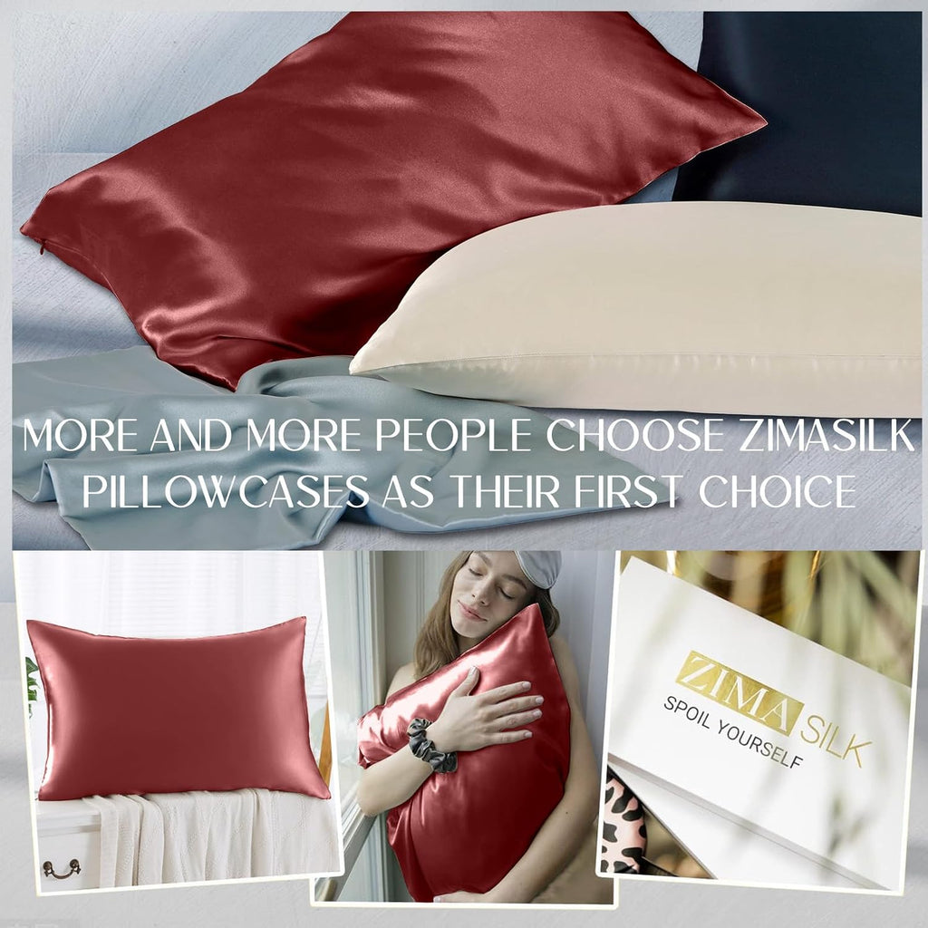 Zimasilk 100% Pure Mulberry Silk Pillowcase for Hair and Skin everyday comfort, Soft and Smooth, Both Sides Grade 6A Silk,600 Thread…