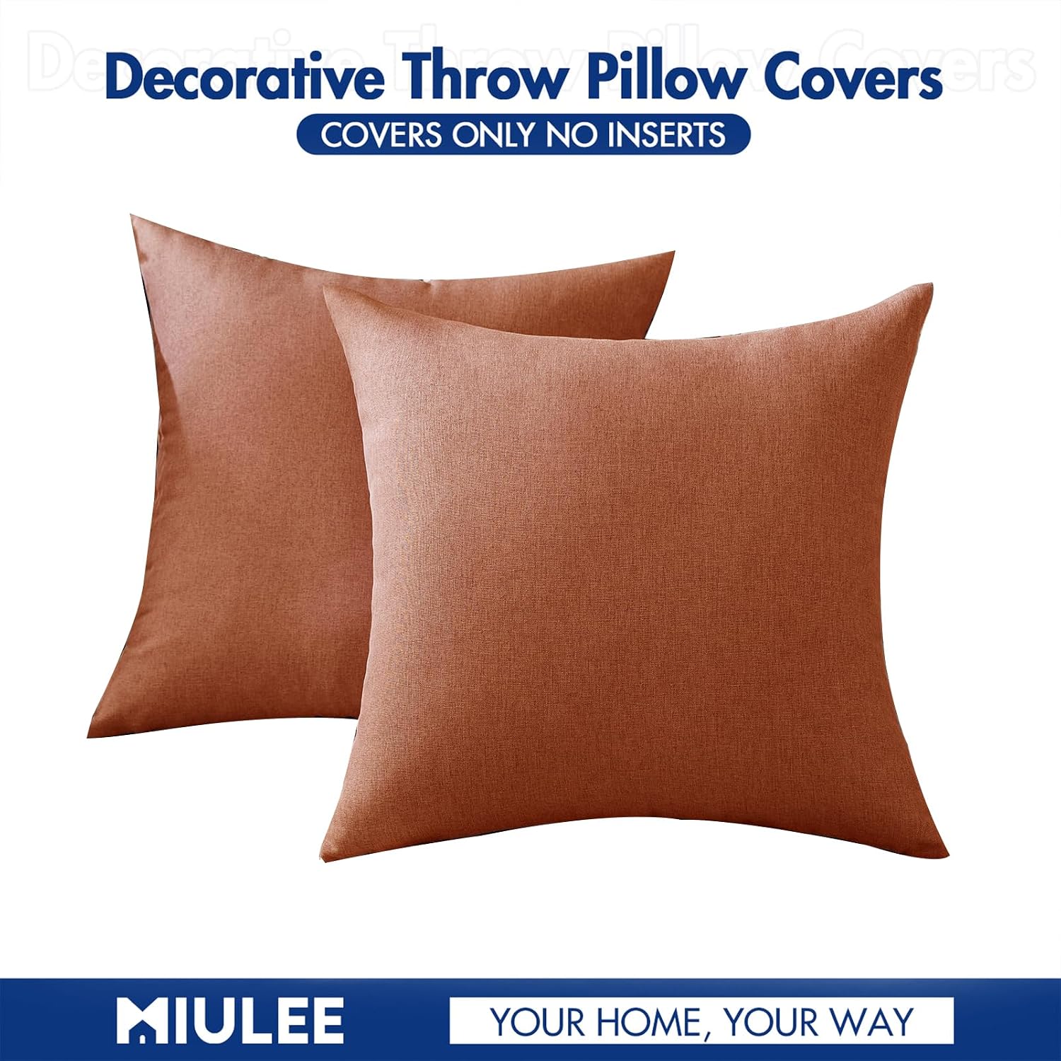 Miulee Pack of 2 Decorative Outdoor Solid Waterproof Throw Pillow Covers Faux Linen Garden Farmhouse Cushion Cases for Summer Patio Tent Ba…
