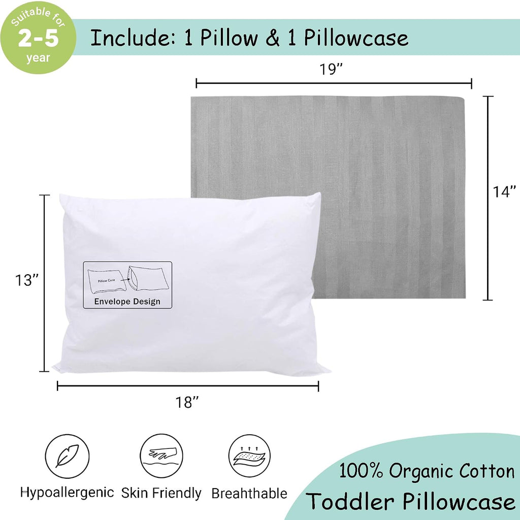 ZPECC-ABrandThatHasBeenFocusedOnBeddingFor20Years ZPECC Toddler Pillow with Pillowcase - 13x18 Organic Cotton Hypoallergenic Kids Pillow, B…