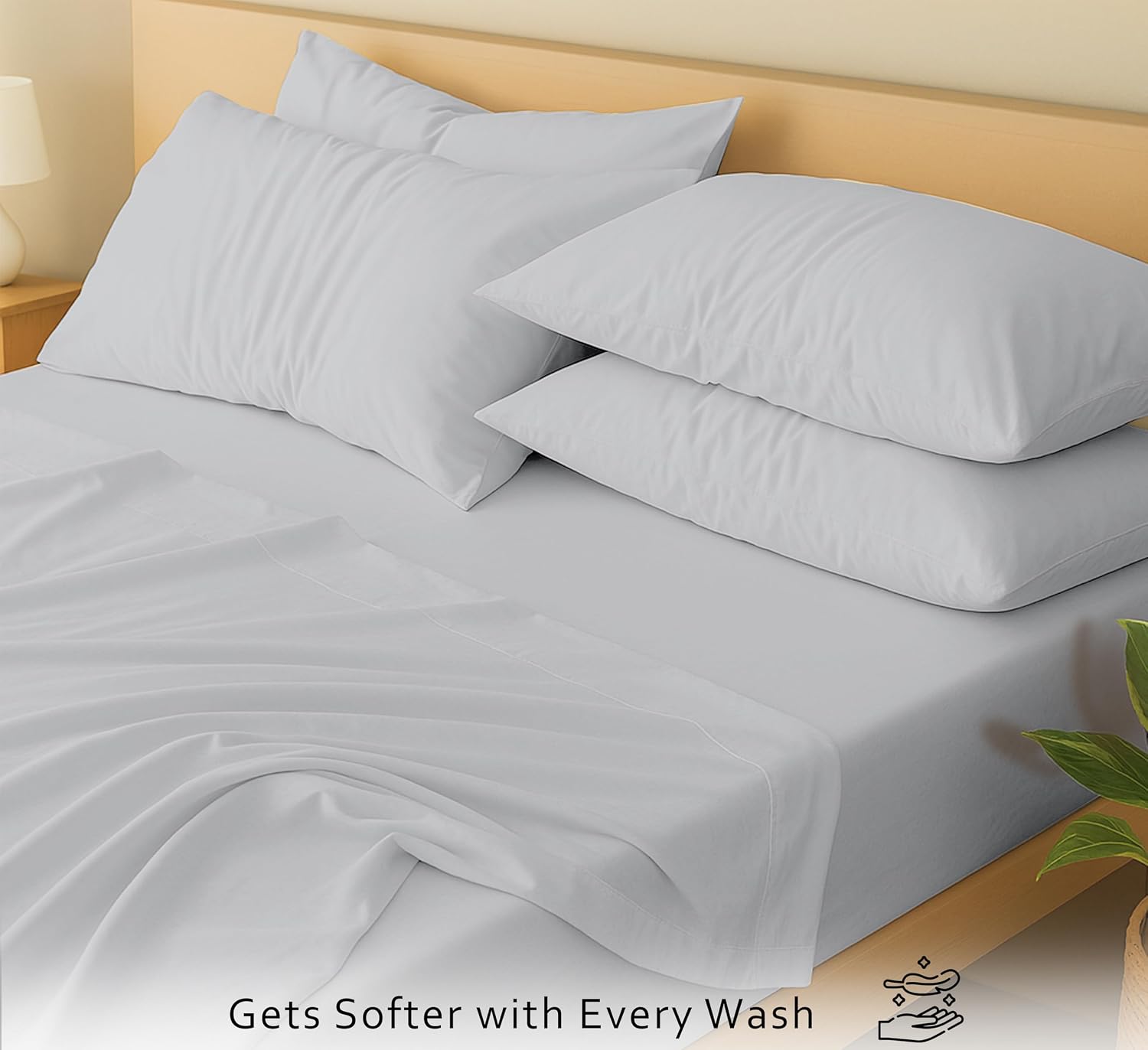 Ruvanti 100% Cotton Percale Sheets Full Size 6 Piece Set, Cooling Bed Sheets for Hot Sleepers, Deep Pocket 16”, Breathable Lightweight & Du…
