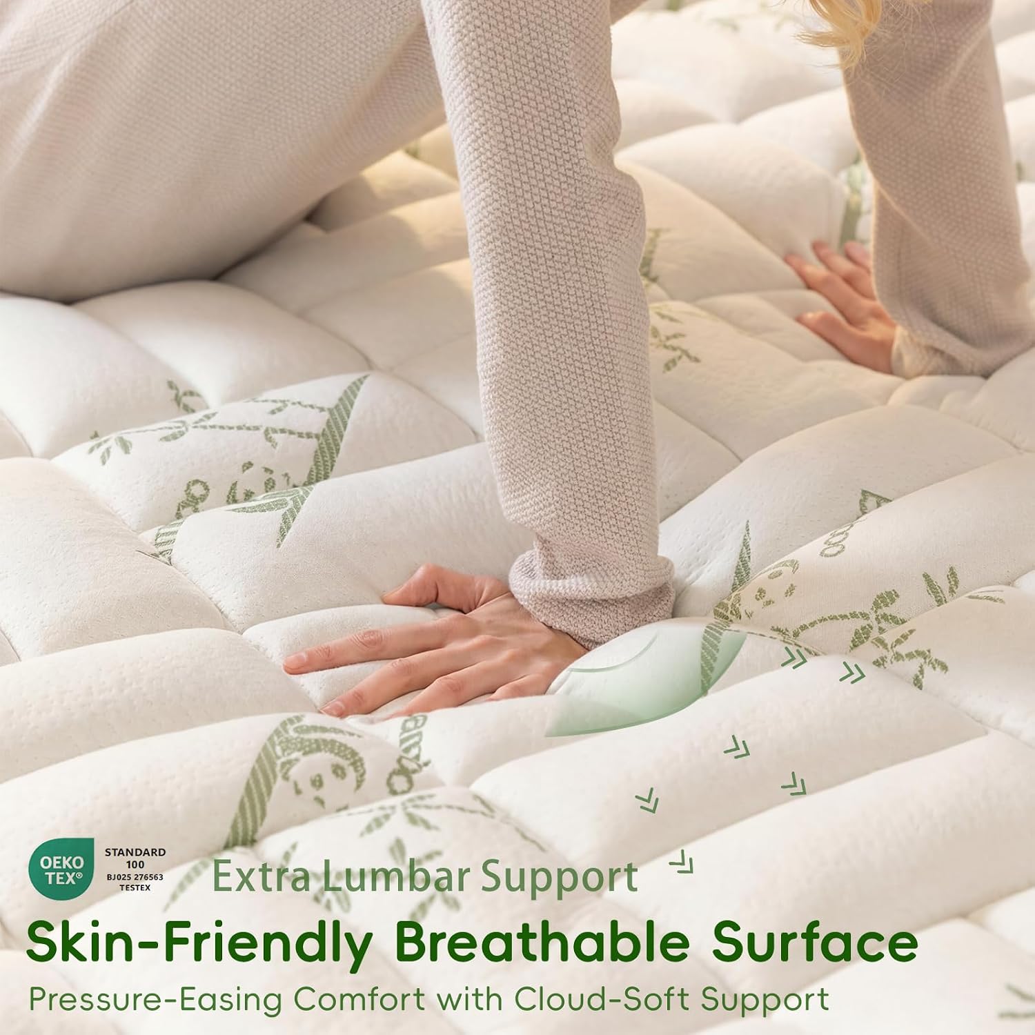 NEWDECO NEWDECO Twin Size Mattress Topper Cooling Viscose Made from Bamboo Thick Support Pillow Top Mattress Pad for Back Soft Breat…