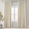 Topfinel Cream White 100% Blackout Curtains 72 Inches Long 2 Panels for Bedroom Natural Linen Heavy Insulated Bay Window Curtains Modern Ne…