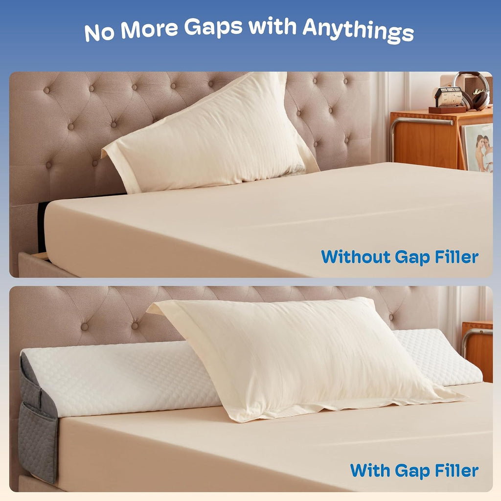 Simpledad Queen Size Wedge Pillow Headboard for Bed Gap Filler, Bed Wedge Pillow for Headboard Gap (0-8") Ergonomic Mattress Wedge Gap Fill…